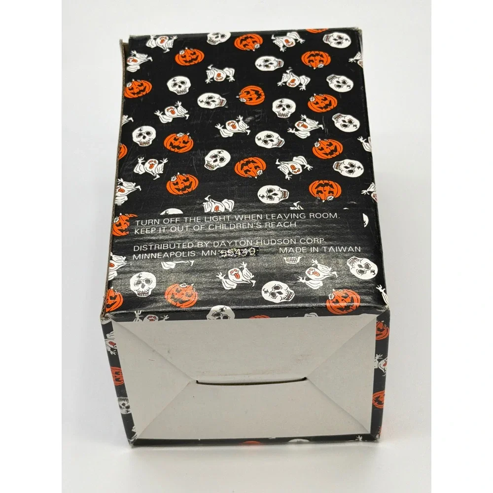 Halloween Porcelain Witch Night Light with Pumpkins and Skulls‎ Cord and Bulb